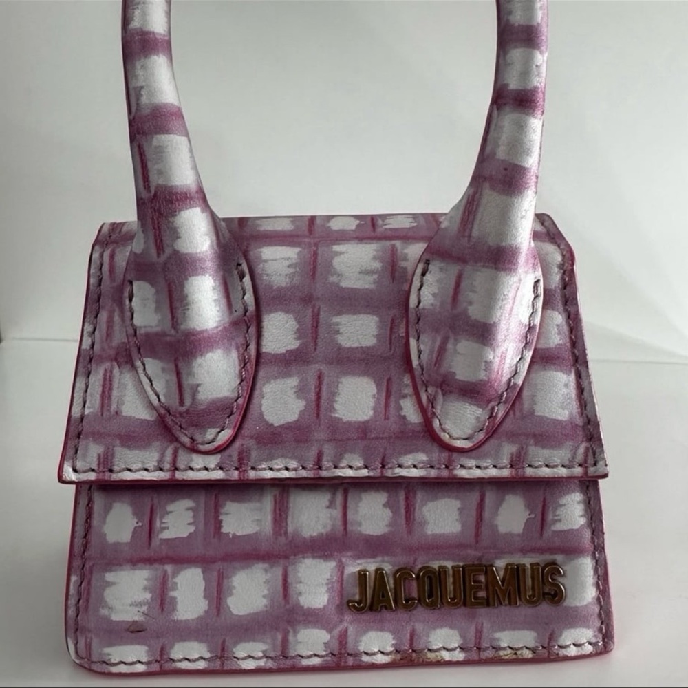 Jacquemus Pink and White Checkered Women's Bag